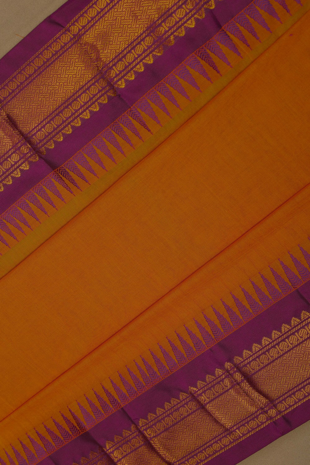 Image of Gadwal Cotton Orange Saree